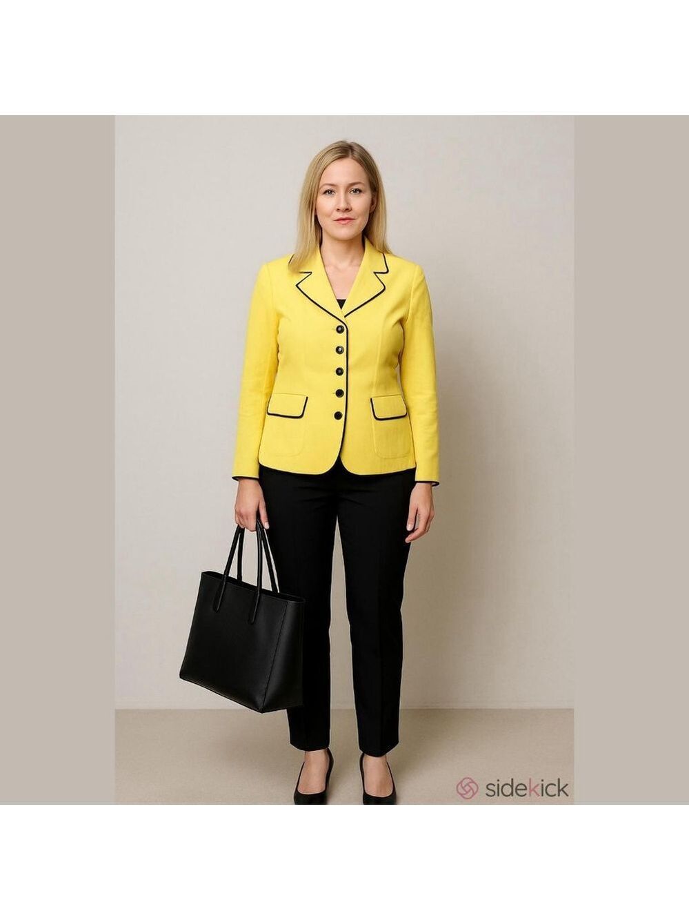 Women's Oleg Cassini New With Tags Vintage Yellow & Black Trim Blazer Size 8